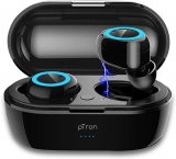 PTron Bassbuds True Wireless Earbuds (TWS), Bluetooth 5.0, Hi-Fi Sound, 6 Hours Music Time, 10-Meter Range Earbuds, 50mAh*2 Battery, Portable 400mAh Charging Box, Handsfree Wireless Earphones (Black)