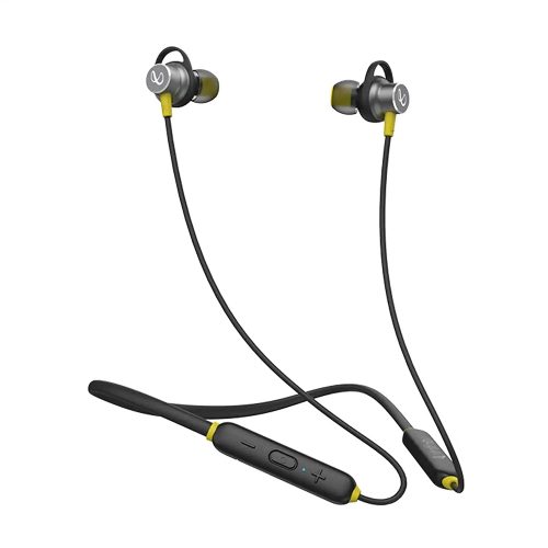 Infinity (JBL) Glide 120, In Ear Wireless Earphones with Mic, Deep Bass, Dual Equalizer, 12mm Drivers, Premium Metal Earbuds, Comfortable Flex Neckband, Bluetooth 5.0, IPX5 Sweatproof (Black & Yellow)