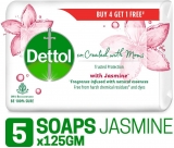 Dettol Co-created with moms Jasmine Bathing Soap , 125gm (Buy 4 Get 1 Free)