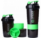 QUINERGYS ® 500ml Protein Powder Shaker Sports bottle Spider Water Bottle Portable – Green 600 ml Shaker (Pack of 1, Green)