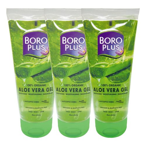 BOROPLUS Aloe Vera Gel for Hydration, Scars, Dryness, Dark Spots, Acne (All Skin) 150ml + 150ml + 150ml