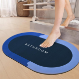 Cortina Premium Silicon Floor Mat, Bath Mat, Doormat, Bathroom Carpet, Cushion Mat Super Absorbent Soft Carpet, Quick Dry Dirt Barrier for Home, Office, (60×40), Blue, Oval