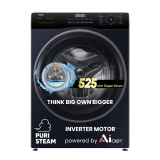Haier 7 Kg 5 Star Powered by AI-DBT with PuriSteam, 525mm Super Drum Fully Automatic Front Load Washing Machine (HW70-IM12929BK, Inverter with In-Built Heater, Black)