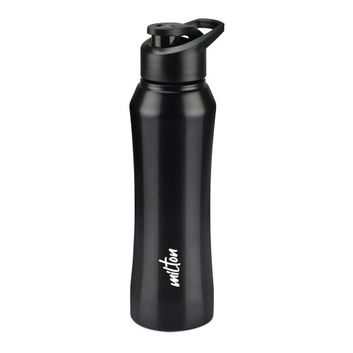 MILTON Comet 1000 Stainless Steel Water Bottle 980 ml, Single Walled, ISI Certified I Leak Proof Lid, Rust Proof I For School, Office, Gym I Black