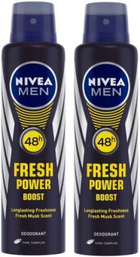 Nivea Men Fresh Power Boost Deodorant Spray – For Men  (300 ml, Pack of 2)
