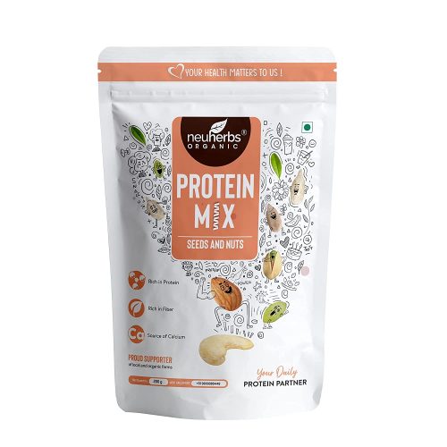 Neuherbs Protein Mix With Seeds And Nuts, Unroasted Watermelon Seeds, Sunflower Seeds, Pumpkin Seeds, Almonds, Cashew Nuts, Pistachios | Rich in Fiber & Vitamin-E – 200 G