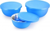 Ideale Flora – 500 ml, 1250 ml, 750 ml Steel, Plastic Grocery Container  (Pack of 3, Blue)