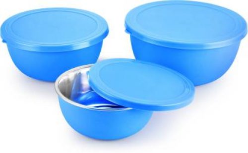 Ideale Flora – 500 ml, 1250 ml, 750 ml Steel, Plastic Grocery Container  (Pack of 3, Blue)