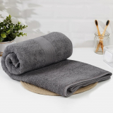 Solimo – Cotton Bath Towel | 500 GSM | Fade Resistant | Dark Grey