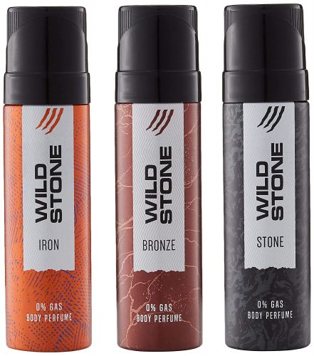 Wild Stone Iron, Bronze and Stone Perfume Body Spray Combo for Women, Pack of 3 (120 ml Each)